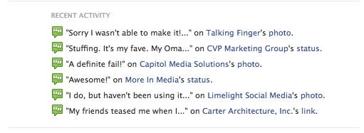 Your wall notifications of your comments on others' wall posts