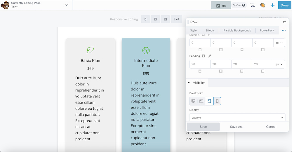 18 Using The Advanced Tab To Make The Info Box Only Visible On The Tablet Device Size